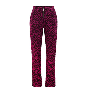 Women's Jacquard Fitted Trousers - Burgundy Pink