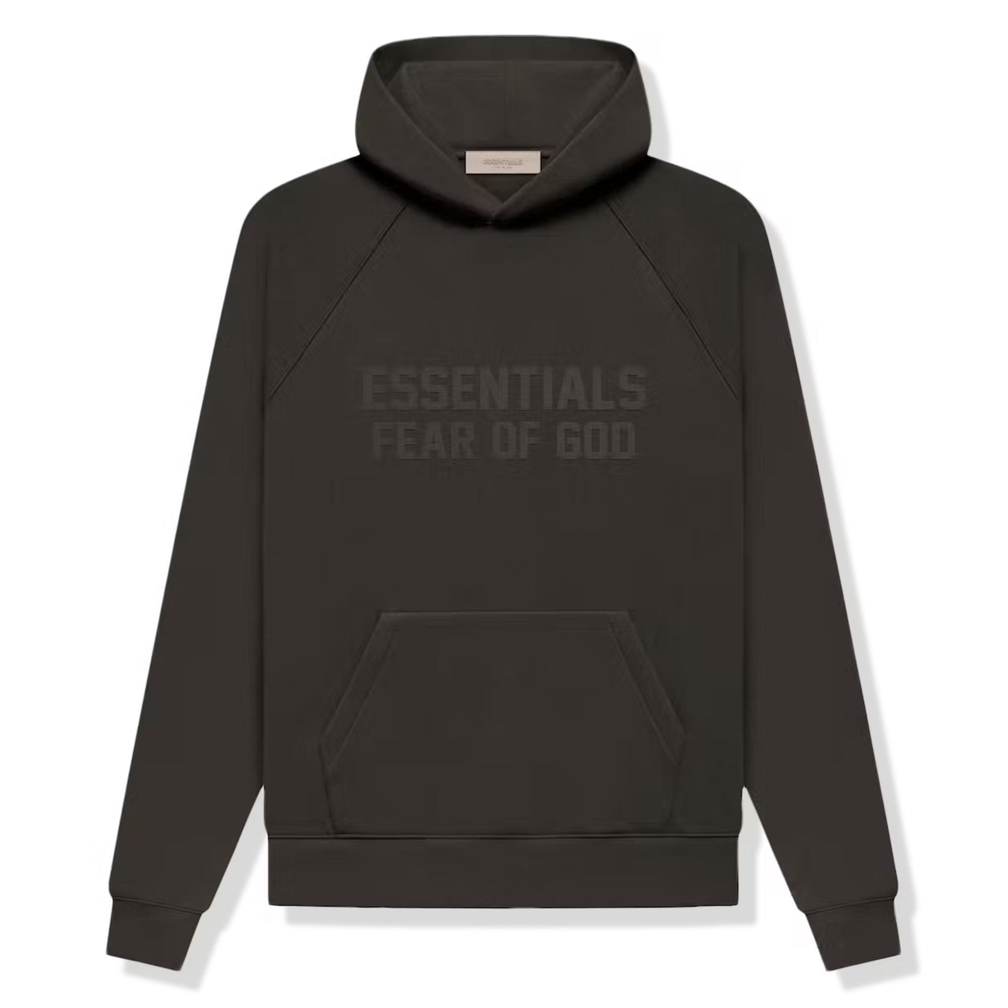 Fear Of God Essentials Logo Flocked Off Black Hoodie