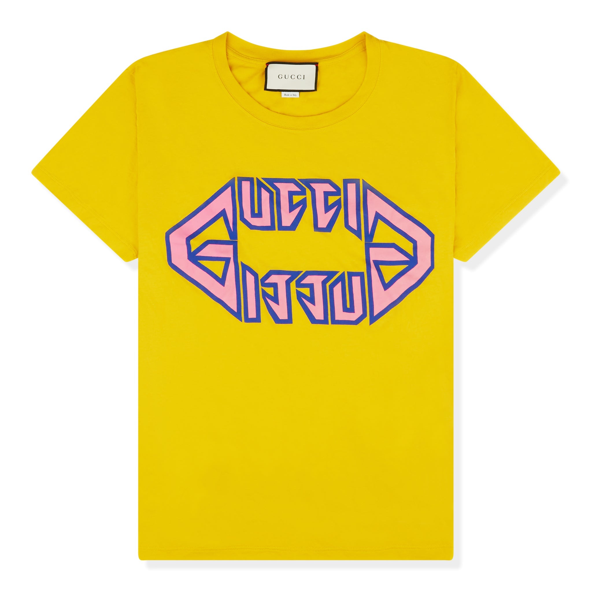 Gucci Flipped Metal Logo Yellow T Shirt