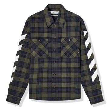 Off-White Diagonal Check Green Flannel Shirt