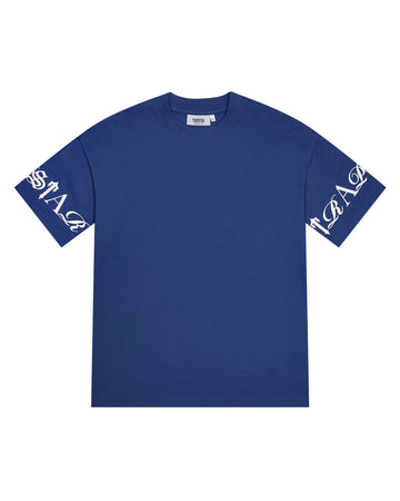 Script Tee - Blue/White