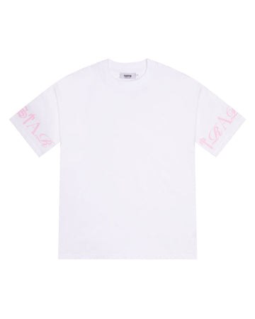 Script Tee - White/Pink