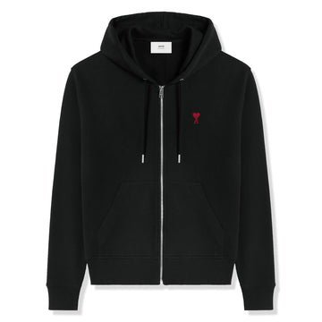 Ami Paris Ami De Coeur Cotton Black Zip-Up Hoodie