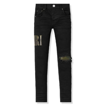 Amiri Kids Camo Applique Black Denim Jeans