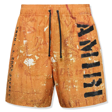 Amiri Stencil Military Orange Swim Shorts