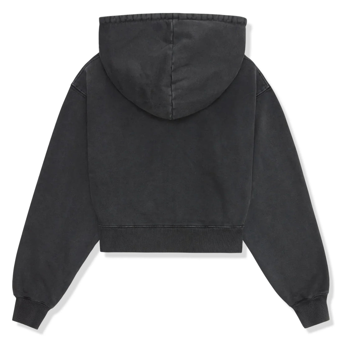 Broken Planet Basics Washed Soot Black Cropped Zip-Up Hoodie