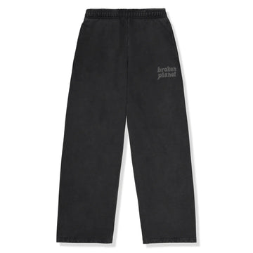 Broken Planet Basics Wide Leg Washed Midnight Black Sweatpants