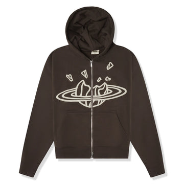 Broken Planet Outer Space Dark Brown Zip-Up Hoodie