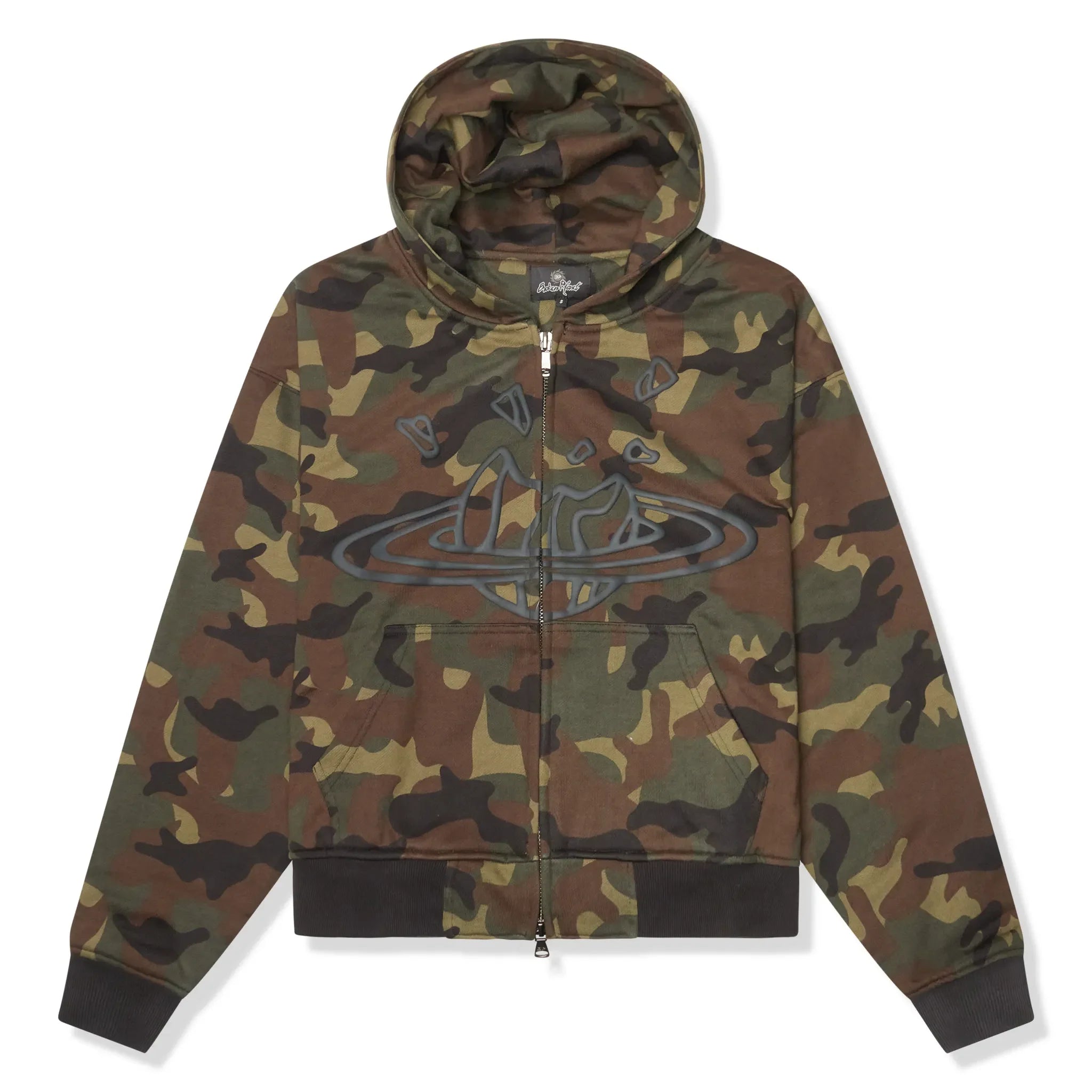 Broken Planet Zip-Up Camo Green Hoodie