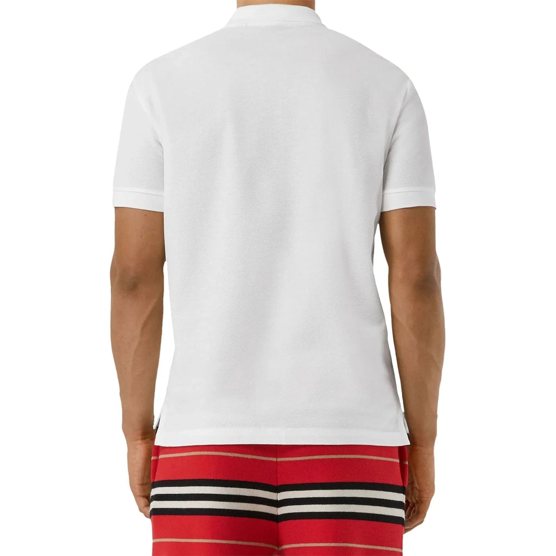 Burberry Eddie Logo Pique Cotton White Polo Shirt