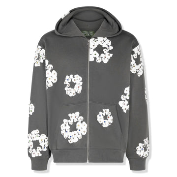 Denim Tears Rhinestone The Cotton Wreath Vintage Black Zip-Up Hoodie