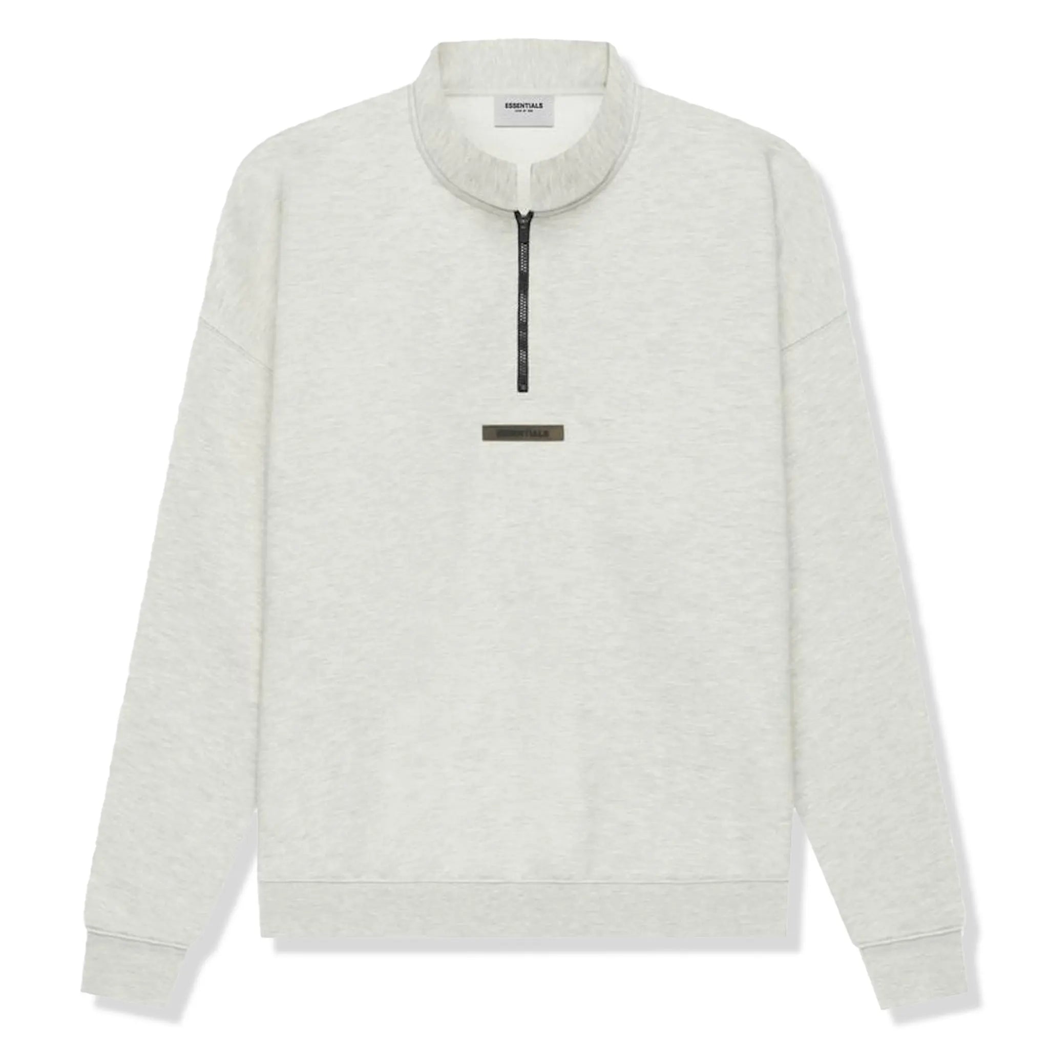 Fear Of God Essentials Light Heather Oatmeal Half-Zip Sweatshirt