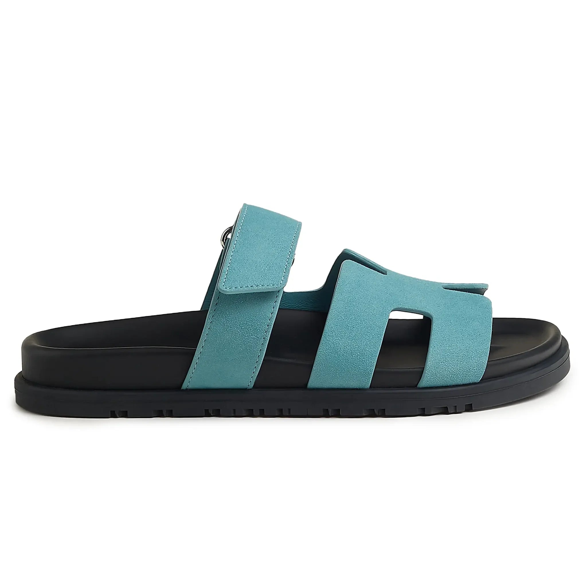 Hermès Paris Chypre Suede Goatskin Blue Mineral Sandals