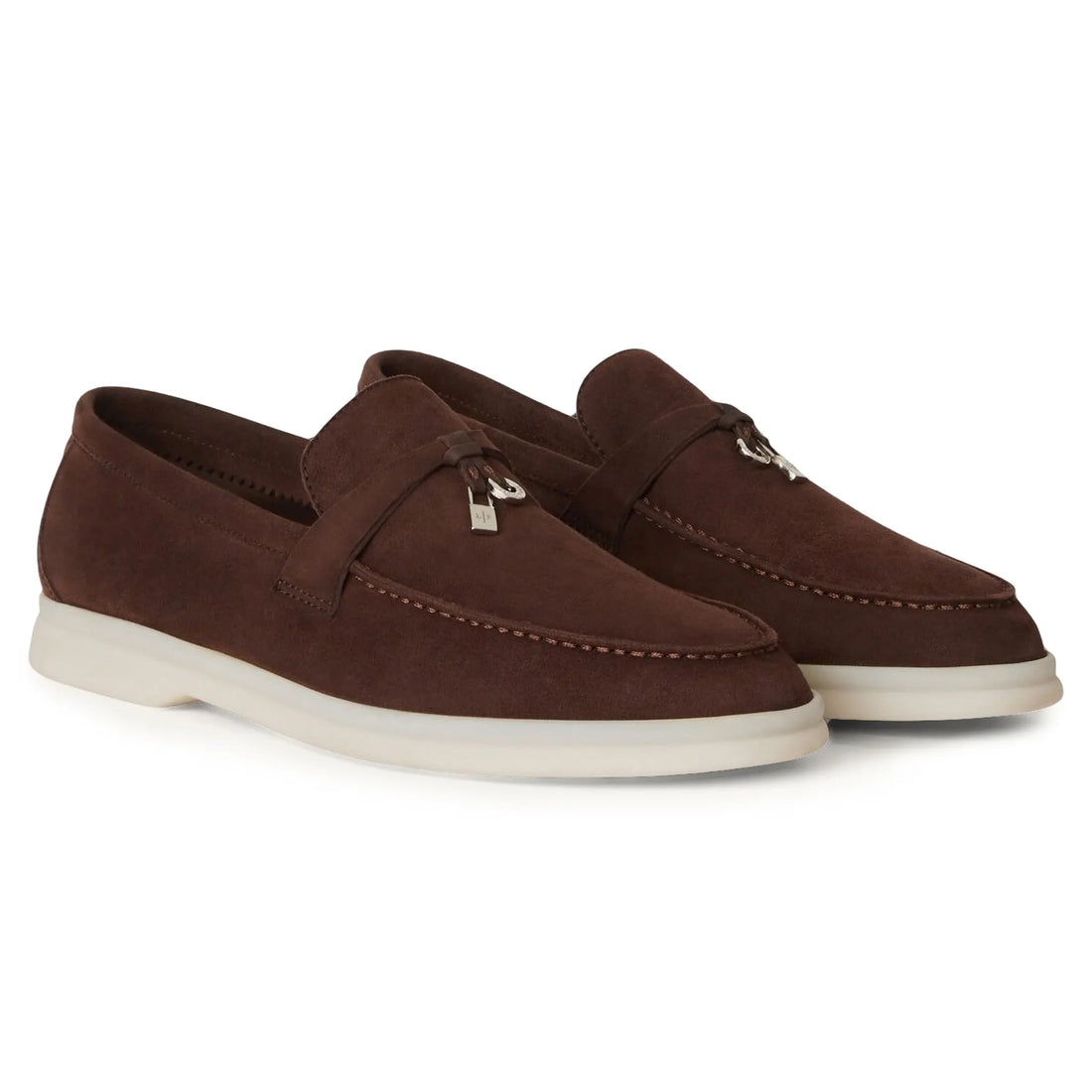 Loro Piana Summer Charms Walk Suede Chocolate Loafers