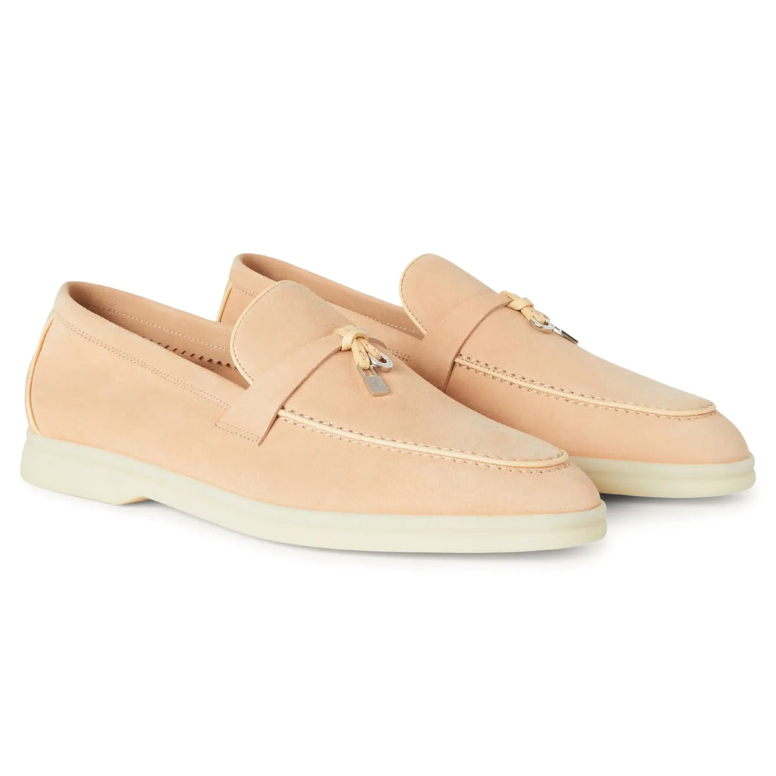 Loro Piana Summer Charms Walk Suede Goatskin Pink Reef Loafers