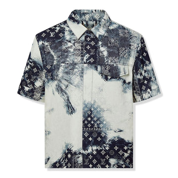 Louis Vuitton Monogram Bandana Short-Sleeve Indigo White Denim Shirt