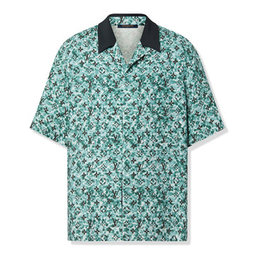 Louis Vuitton Monogram Pointilism Crepe Short Sleeved Blue Haze Shirt