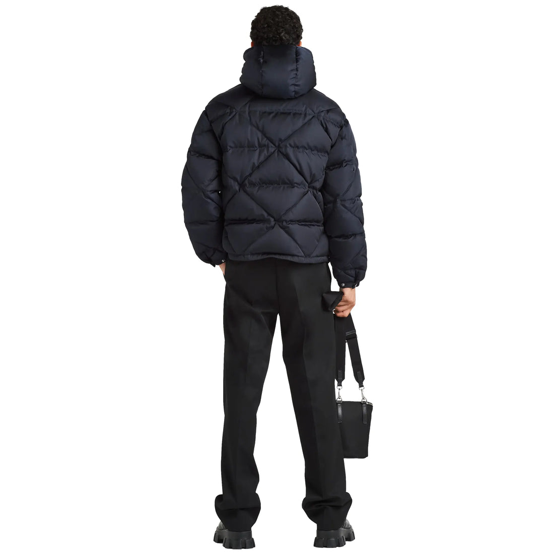 Prada Cropped Re-Nylon Blue Down Jacket