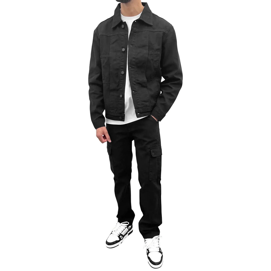 SIARR Black Denim Jacket & Cargo Pants