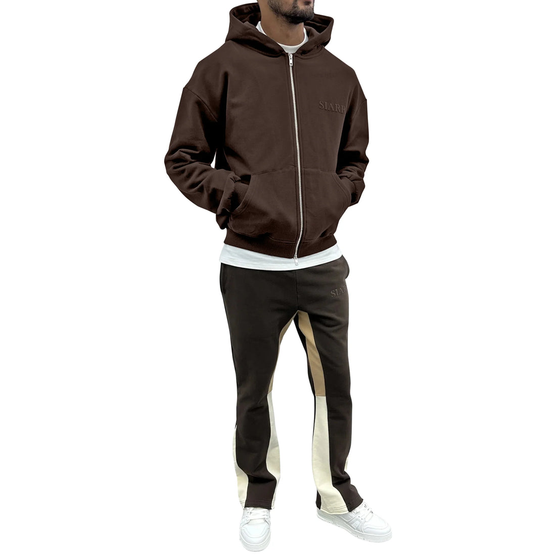 SIARR Brown Zip-Up Hoodie