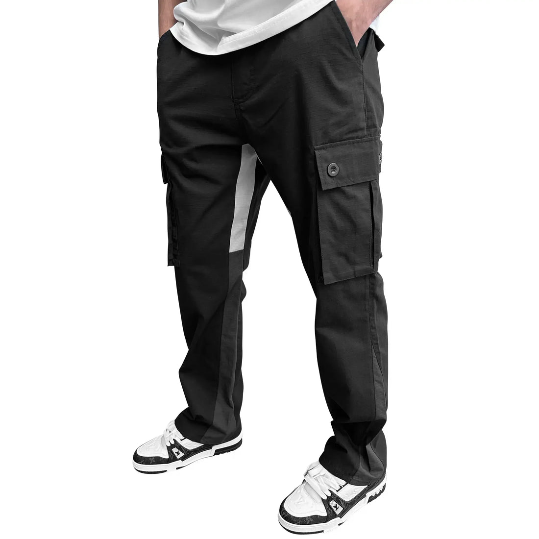 SIARR Flared Black Cargo Pants