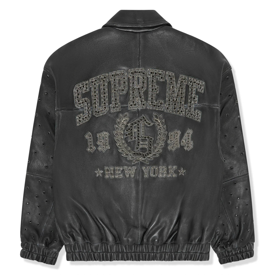 Supreme Gem Studded Black Leather Jacket