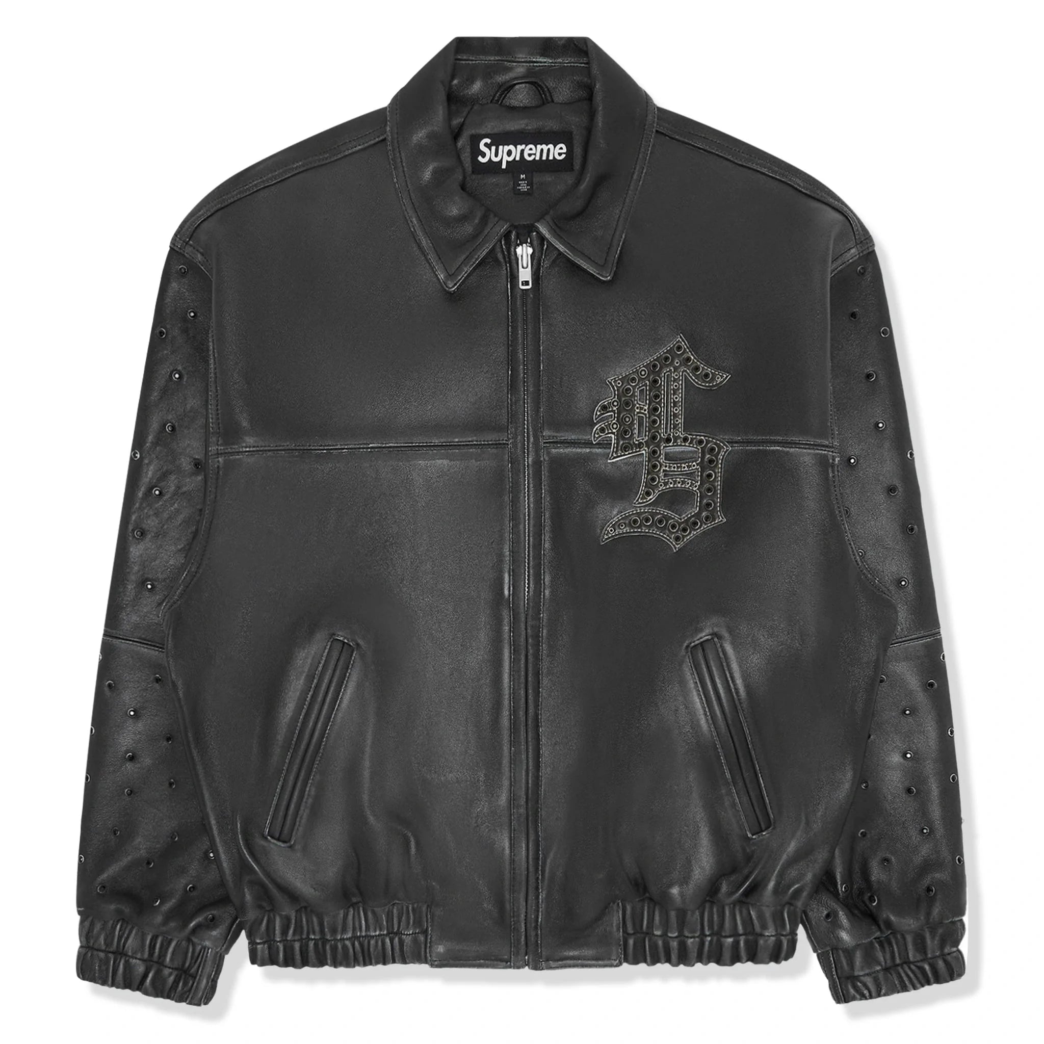 Supreme Gem Studded Black Leather Jacket