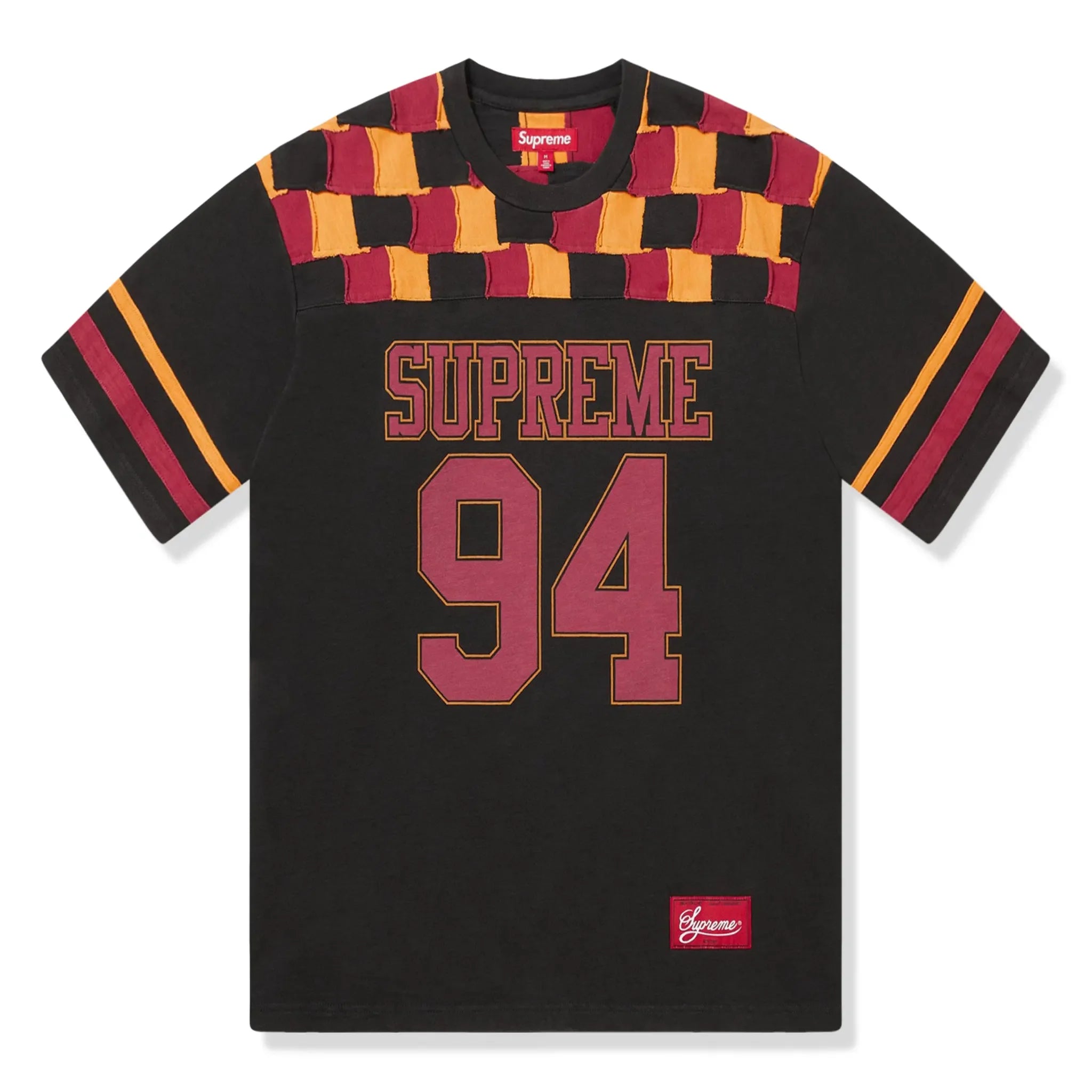 Supreme Patchwork Yoke Black Football T Shirt