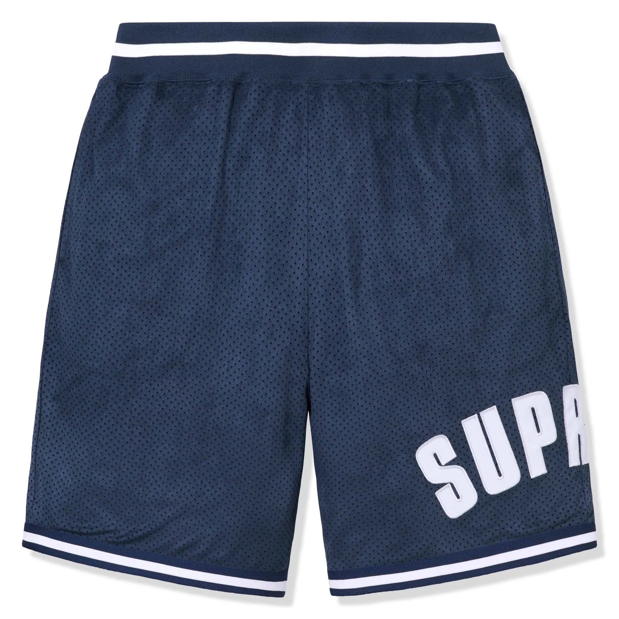 Supreme Ultrasuede Mesh Baseball Navy Blue Shorts